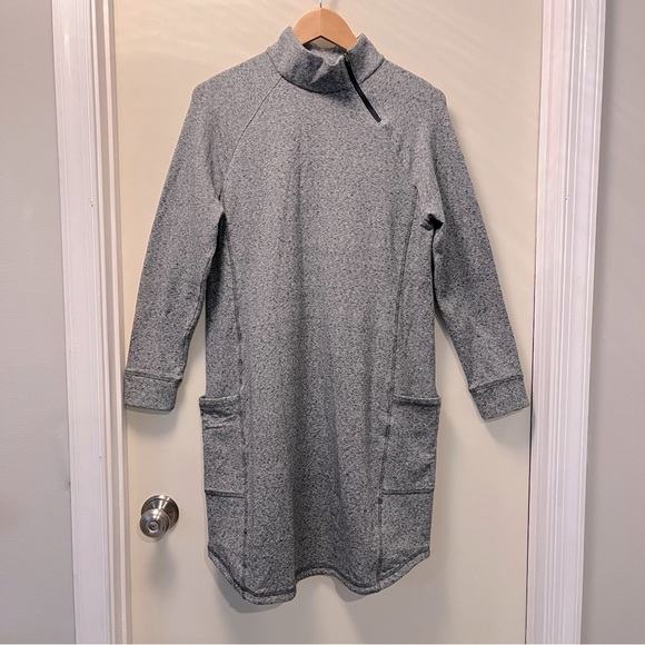 Talbots Asymmetrical zip terry dress Gray - MP with pockets! - Picture 4 of 12